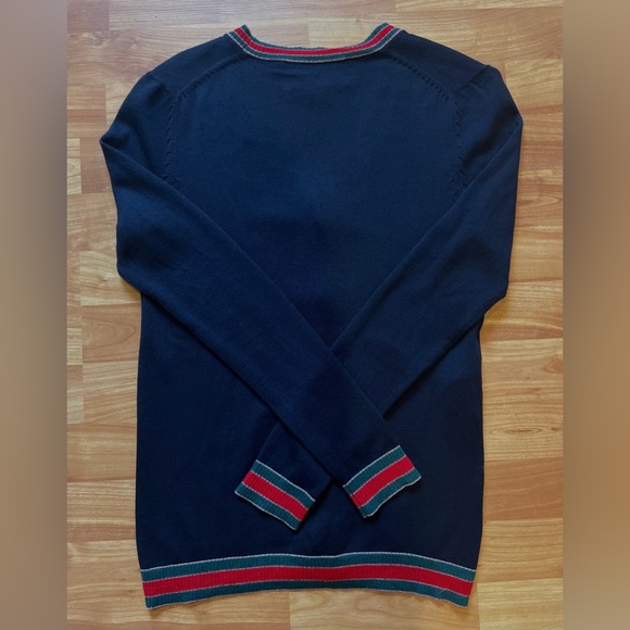 SOLD Gucci Navy Wool Knit Cardigan Size Small - Picture 3 of 10